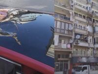 Gurbetçinin koltuğu 5. kattan arabaya düştü