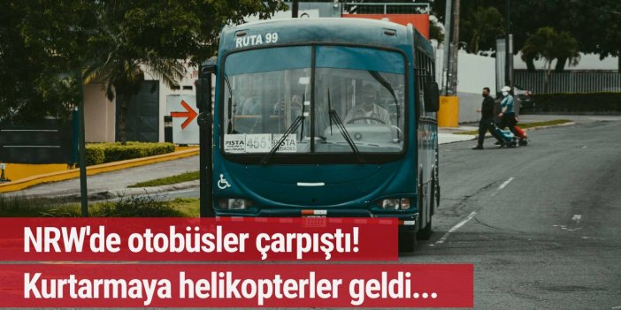 NRW'de otobüsler çarpıştı! Kurtarmaya helikopterler geldi...