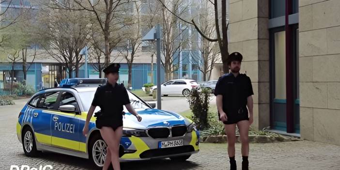 Bir Nisan şakası sanıldı: Polis arabasından pantolonsuz indiler