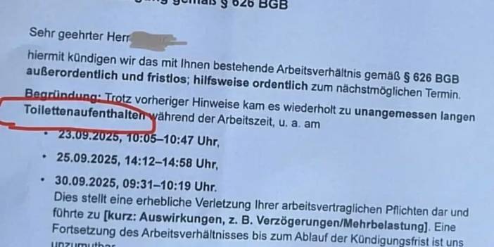 İşyerinde tuvalette 48 dakika kaldı: Patronu anında işine son verdi