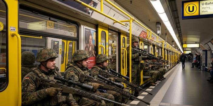 Berlin metrosunda tatbikat: Alman Silahlı Kuvvetleri keskin nişancılarla sahadaydı
