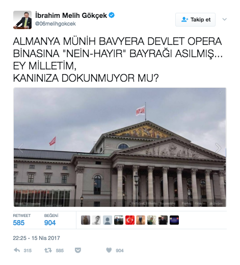 Bavyera Opera Binası'na 'hayır' bayrağı asıldığı iddiası